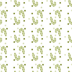 Christmas pattern with green candy canes for fabric surface, packaging, wrapping paper, gift wraps and more.