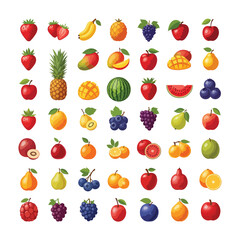 Colorful vector fruits icon pack