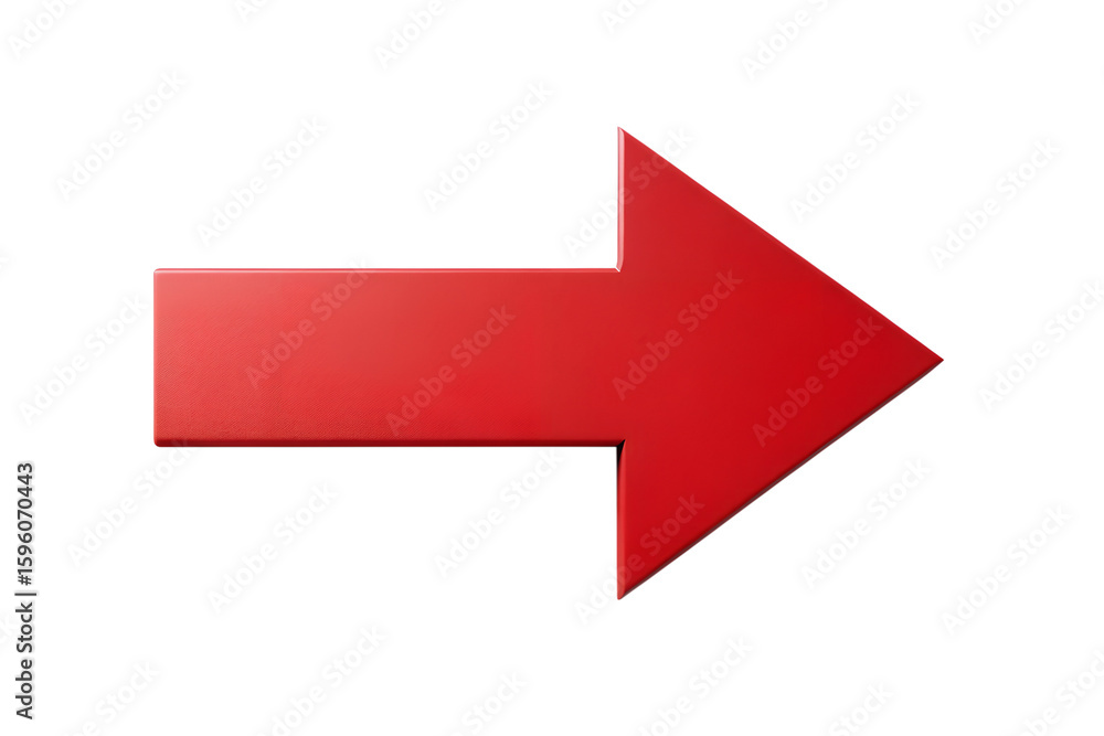 Poster a bold red arrow points to the right, isolated on a clean transparent background