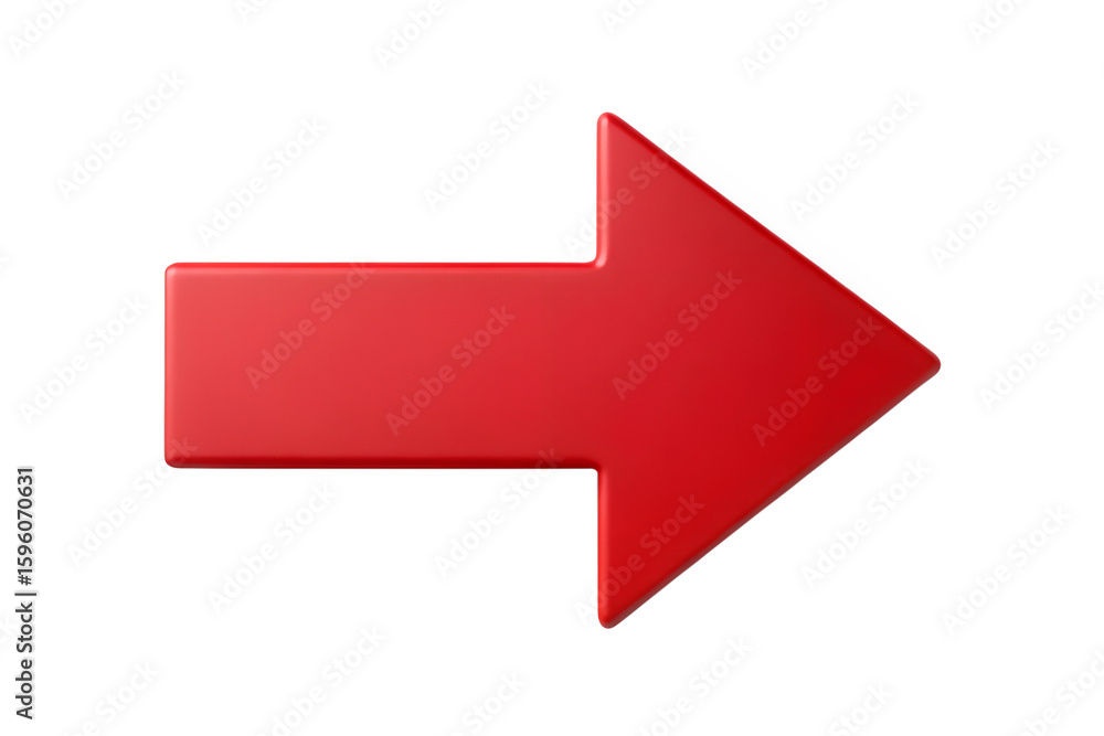 Poster a bold red arrow points to the right, isolated on a clean transparent background