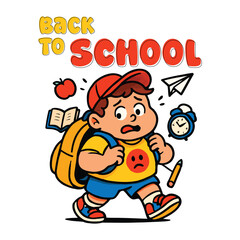 Back to School Excited Student Carrying Backpack with Big Smile and Ready for New School Year