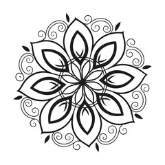 Obraz premium Black Mandala With White Background