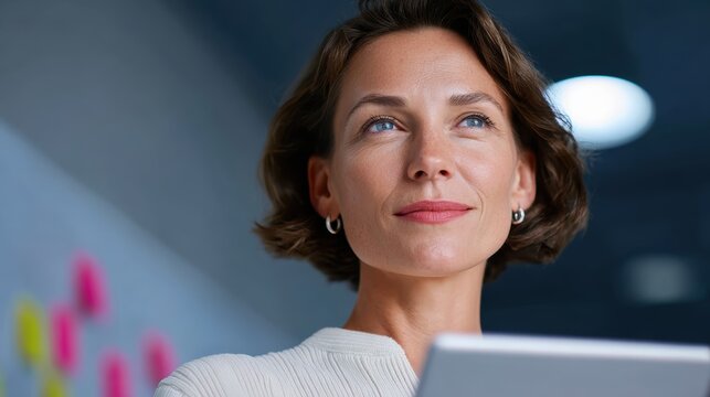 Businesswoman presenting ideas using digital tablet - Powered by Adobe