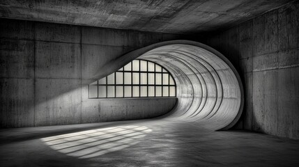 Abstract Grayscale Concrete Structure with Light and Shadow