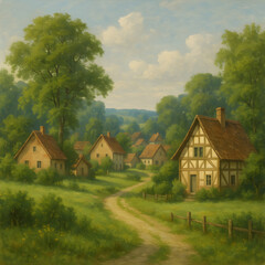 Obraz premium rural landscape with a house