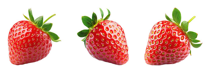 Fresh and Ripe Strawberries with Green Leaves