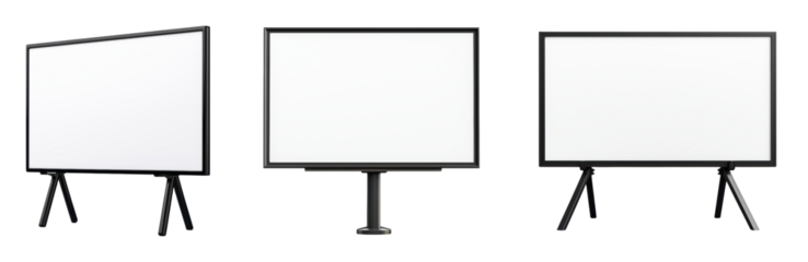 Collection of blank display boards for presentations and signage