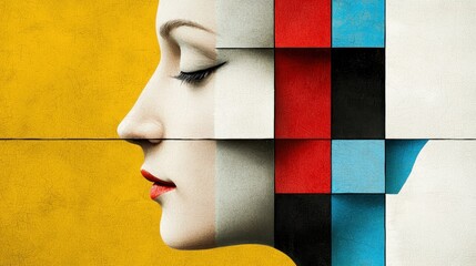 Abstract beauty: A study in form and color with a minimalist human profile