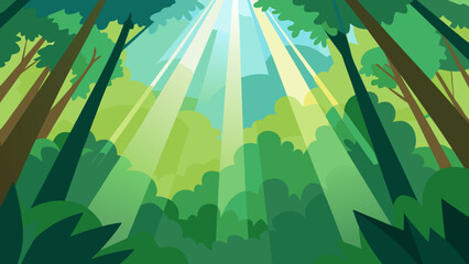 Sunbeams Through Forest Canopy with Leafy Texture