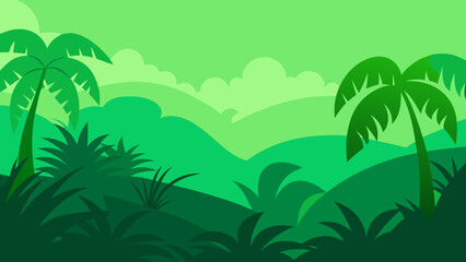 Realistic Green Tropical Background with Depth