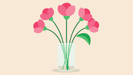 Pink Flower Bouquet in Glass Vase Close Up