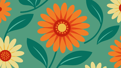 Vintage Floral Pattern with African Daisies