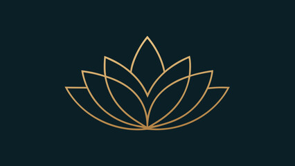 Minimalist Lotus Line Art with Gold Foil Texture