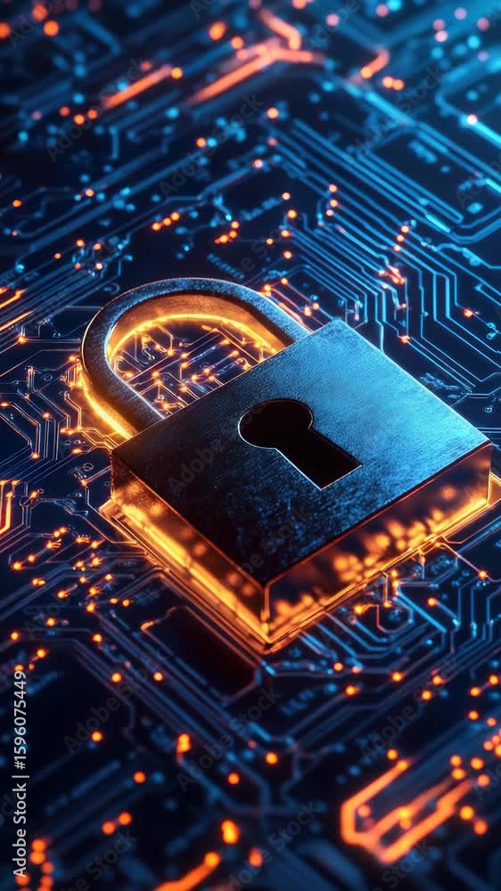 Aufkleber high-tech lock and key symbolizing secure digital information storage, encryption services and prote