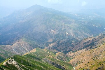 Misty Mountain Landscape Descending Big Chimgan, Uzbekistan