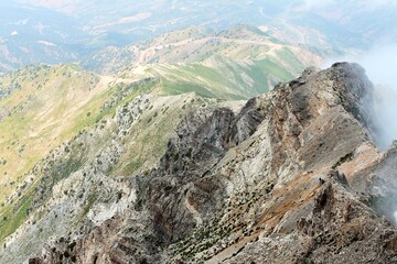 Misty Mountain Landscape Descending Big Chimgan, Uzbekistan