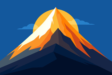 High Mountain Peak Lit by Morning Sun