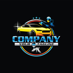car wash logo - auto detailing - car logo - detailing - automotive - power washing - logo template - vector - illustration