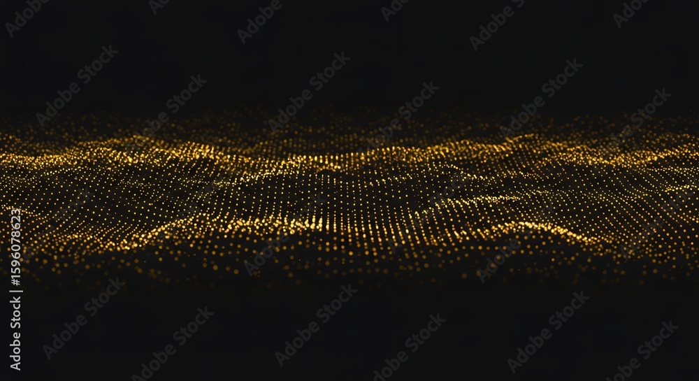 Poster abstract golden wave pattern on a dark background, suggesting movement and energy with a subtle, shi
