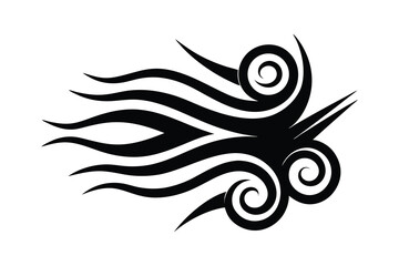 Abstract Black and White Swirl Design Element with Curving Lines