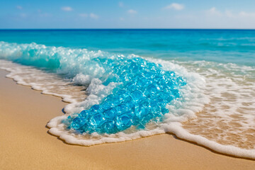 Obraz premium wave sand beach and sea blue topaz sapphires gems diamonds