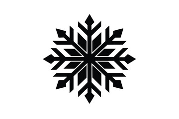 Simple Black Snowflake Icon on White Background for Winter Holiday Designs