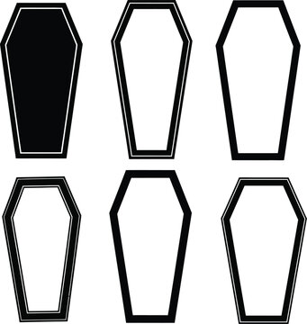 Vector coffin silhouettes halloween graphic elements for spooky designs and crafts
