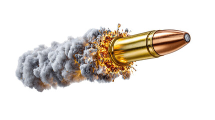 Bullet in Motion: A detailed shot of a bullet in mid-air, captured mid-flight. The image captures the raw power and speed, the dynamic form of a bullet.