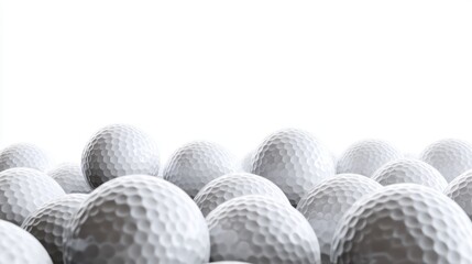 Stacked golf balls arranged on a pristine white background offering ample creative copy space for visual projects