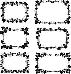 Fototapeta premium Collection of pumpkin vine frames vector illustration for fall and halloween decor