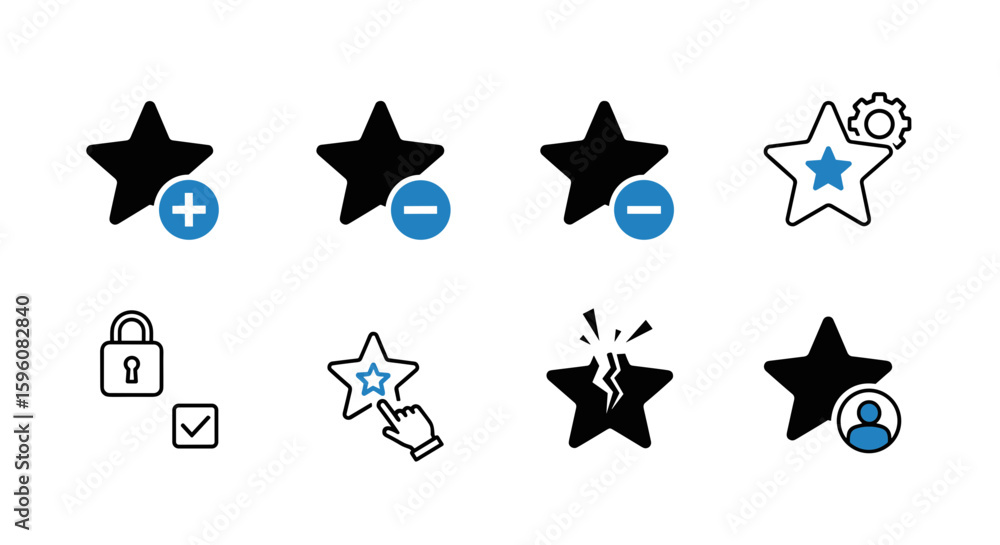 Poster star icons show various functions like adding, removing, settings, selecting, breaking, and assignin