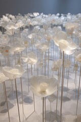 Abstract White Glass Floral Display