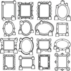 Outline frames with shopping bags vector illustration for sale promotion design