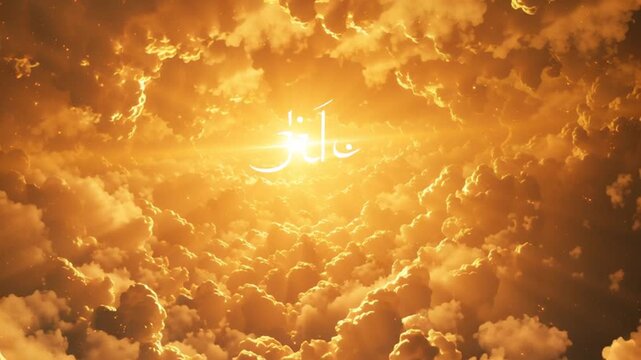Closing shot of eternal landscape with divine light breaking through clouds cinematic epic finale K realistic divine imagery warm golden light Islamic spiritual symbolism hope and transcendence
