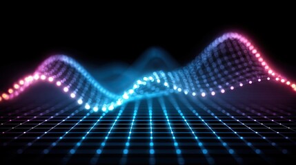 Abstract digital waveform graphic with glowing grid.