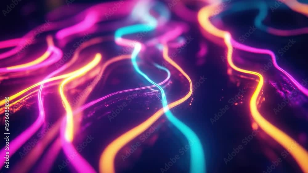 Poster abstract colorful light waves on dark background creating a vibrant and dynamic visual journey