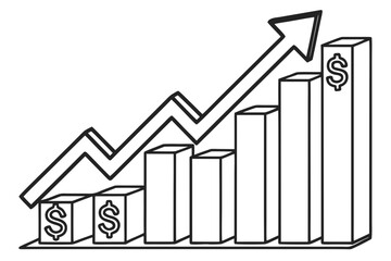 Vector Line Art  Icons of Financial Growth, Investment Charts, and Budget Planning