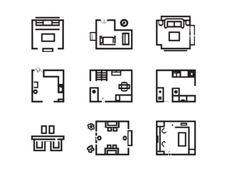 Floor Plan Layout Clean Minimalist Line Art