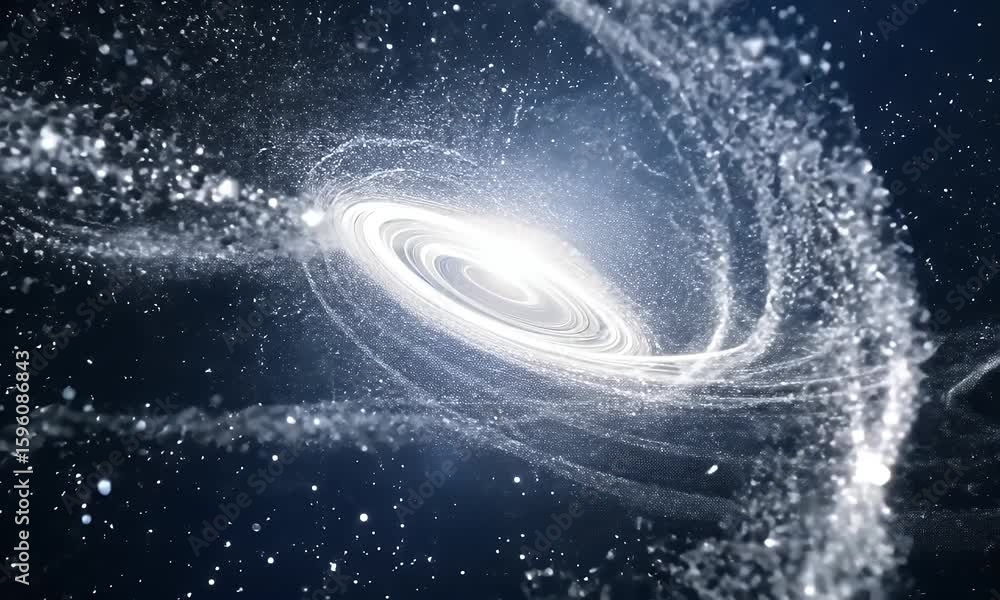 Aufkleber dynamic abstract representation of a spiral galaxy with swirling particles against a dark blue backg