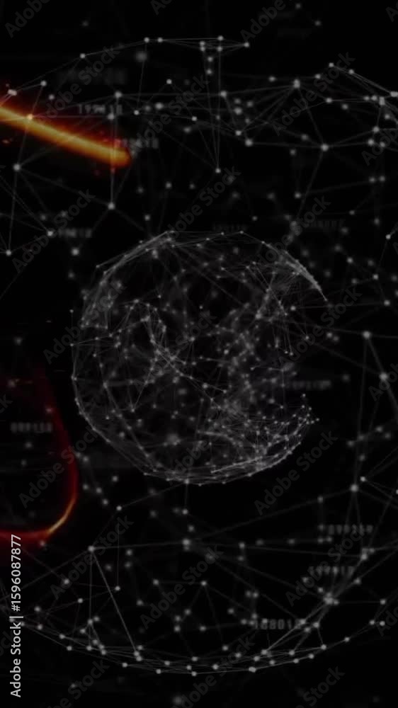Poster animation of network of connections with icons over globe