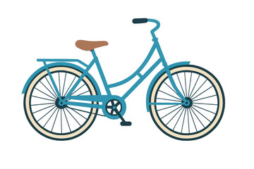 Fototapeta premium Classic light blue bicycle with cream colored tires isolated on transparent background, ideal for projects related to cycling, transportation, or vintage aesthetics