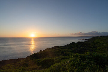 伊江島から見た海から昇る太陽