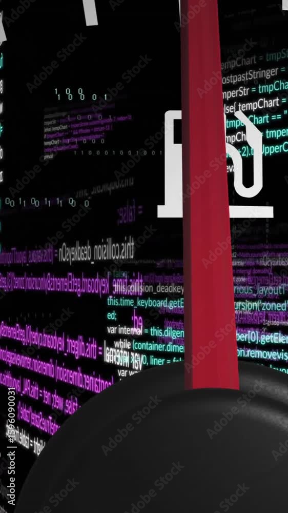 Poster animation of speedometer and data processing over dark background