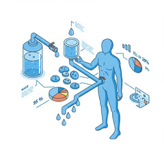 Isometric Water Distribution Network: Human Form, Pipes, and Cellular Intake Analysis.