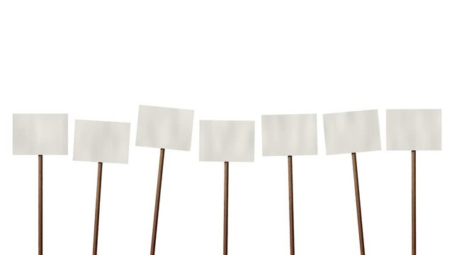 Protest - eine Reihe leerer Schilder wird geschwenkt