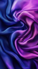 Fluid Drapery of Deep Blues and Vivid Purples: A Textured Symphony of Color Gradient in Luxurious Fabric, Evoking Serenity and Elegance. Abstract Art Background.