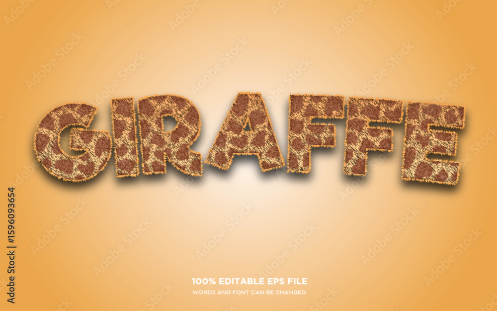 Poster giraffe 3d editable text style effect