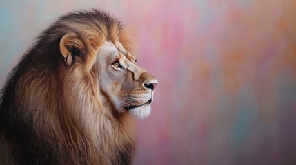 Fototapeta premium Majestic lion portrait showcasing power, grace, and thoughtful contemplation