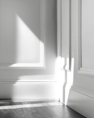 Fototapeta premium Bright white interior corner with soft shadows