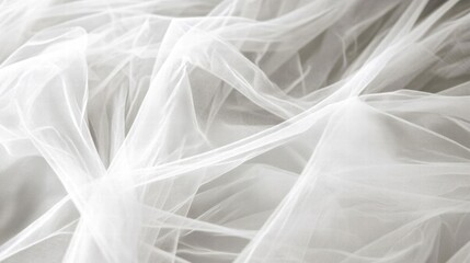 Obraz premium White Tulle Fabric: Elegant Drape, Sheer Texture, Delicate Mesh, Soft and Flowy Material, Luxurious Appearance, Versatile Crafting Uses